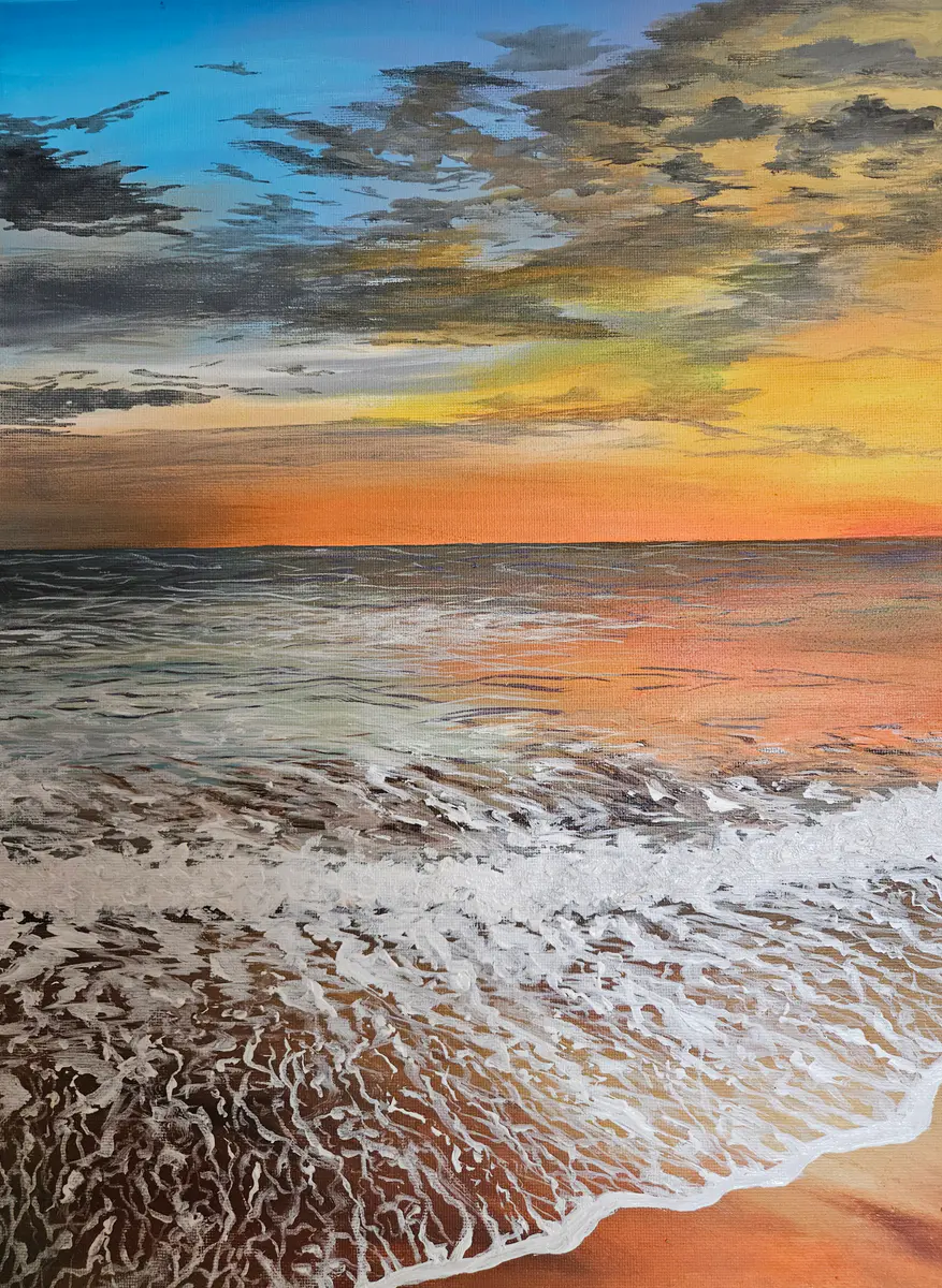 Solnedgång vid Havet - Akryl - Abstract - 30×40 cm af Stefani Miletic