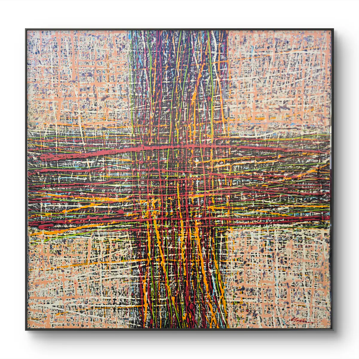 Korsande Färger: Polykromt Samspel - Olie - 100×100 cm af Vadim Markin
