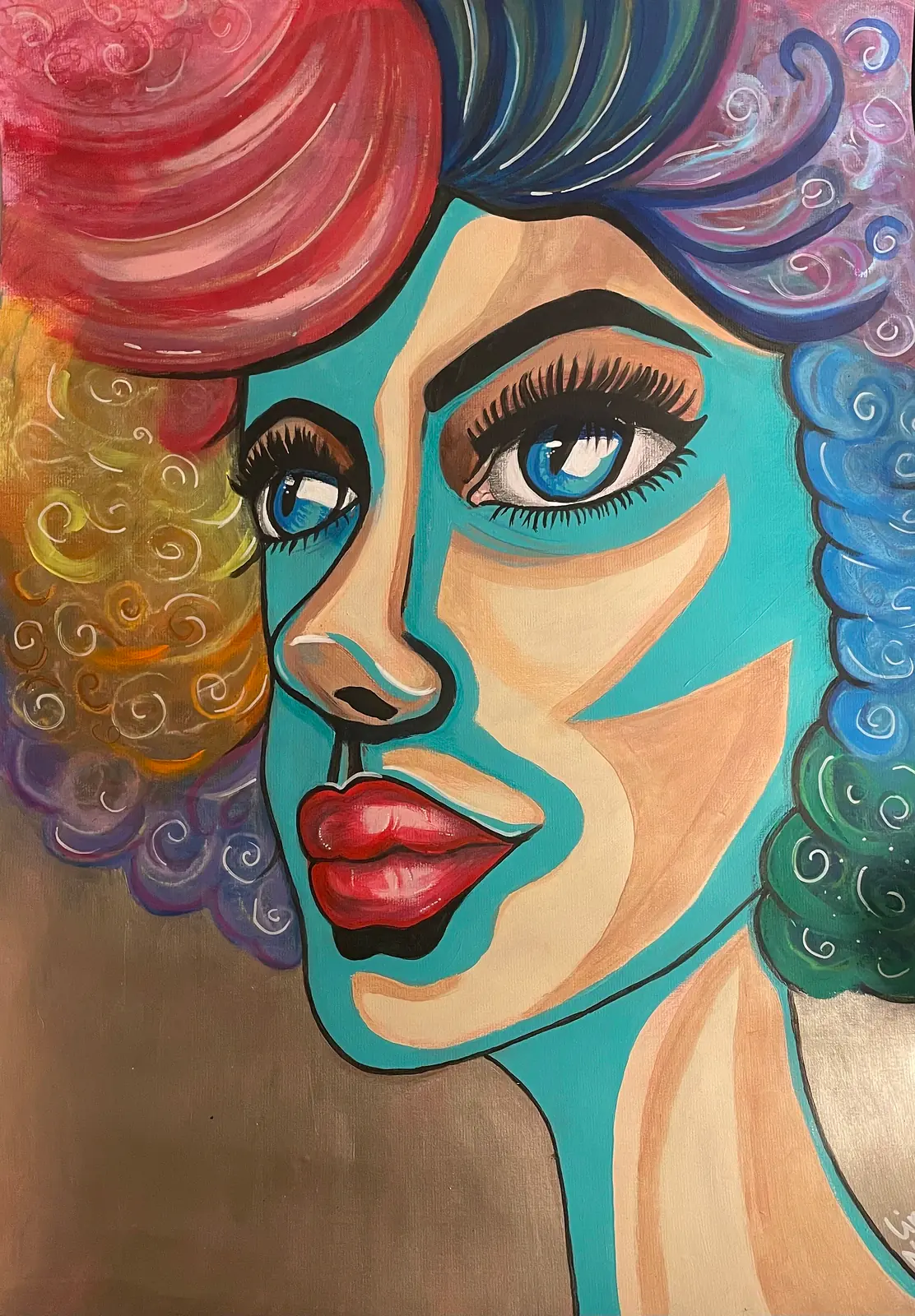 Curly girl - Akryl af Lina A Nordblad (solgt)