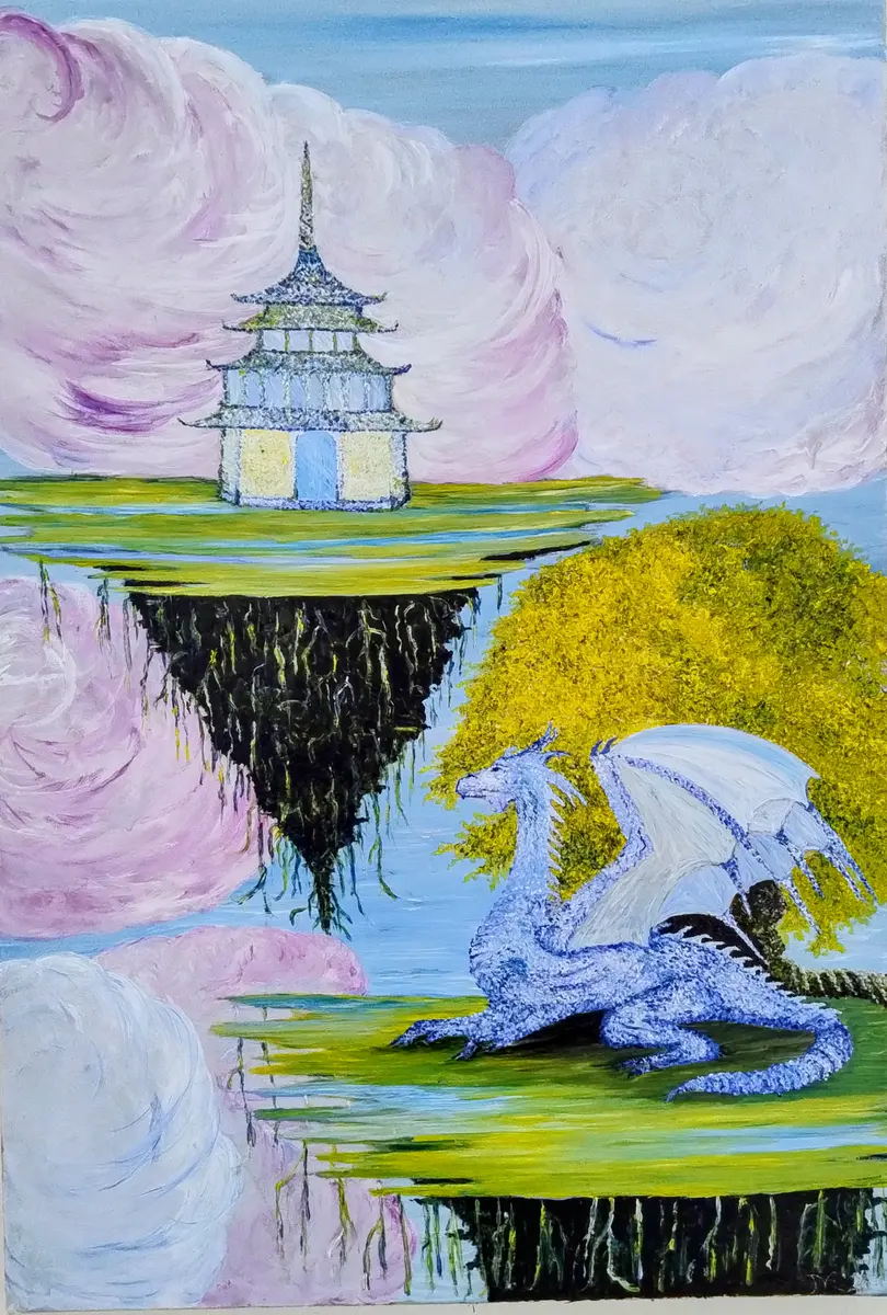 The Magical Dragon - Olie - Impressionism - 50×80 cm af Ateliemaloucametthe