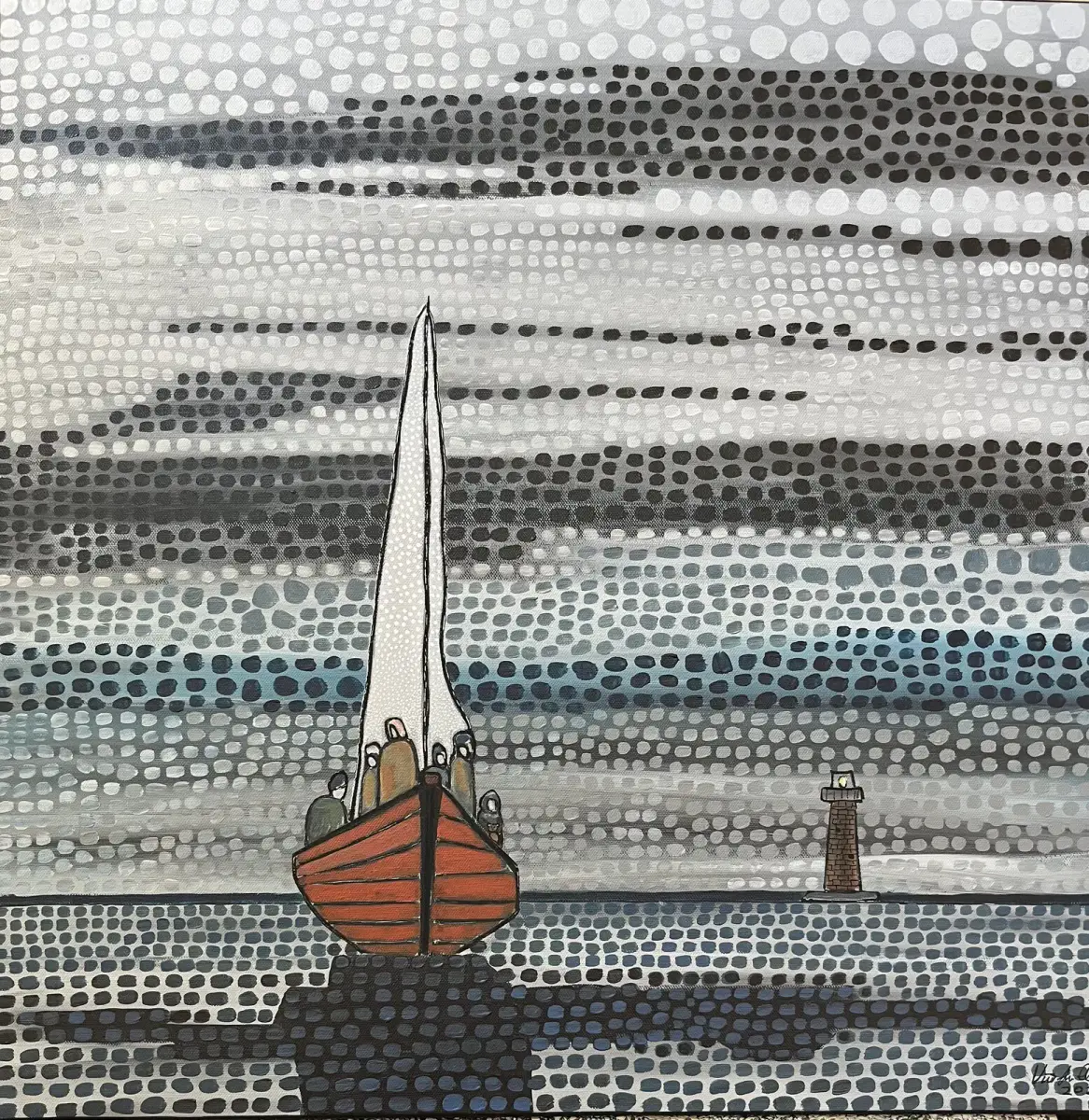 Seglats mot Frihetens Horisont - Akryl - Abstract - 60×60 cm av Vivianne Otsa