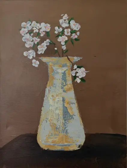 Blomster i Åldrad Vas - Akryl af G E T T I