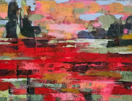 Poppies in Passing - Akryl af Tatiana Hellum