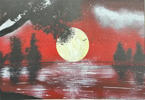 Röd natt – Acrylic by Ann-Christin (Acmpainting) Martinsson