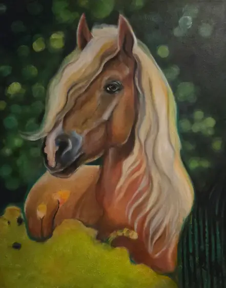 Palomino i Skogens Dunge - Olje av LInnea Art
