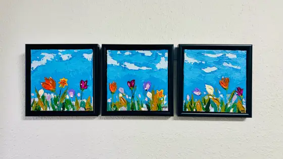 Farverig Fornemmelse af Sommerens Blomster - Akryl af Wasim Kiwan